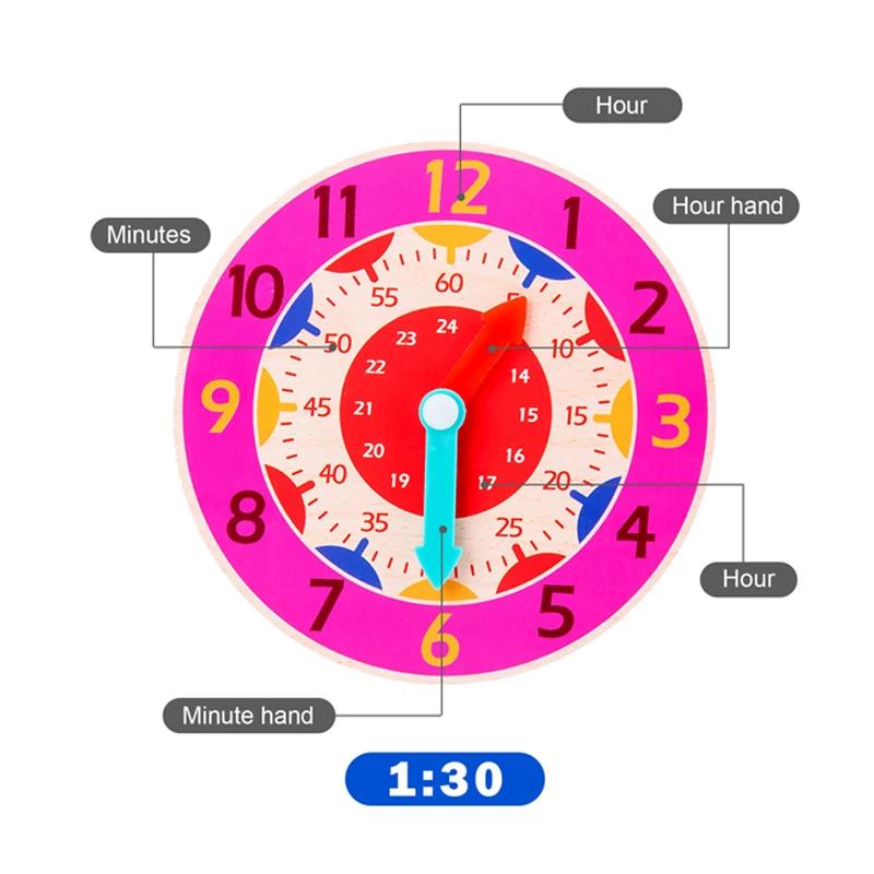 Horloge en bois Montessori pour enfants, jouets d'apprentissage du temps, outils pédagogiques, jouet