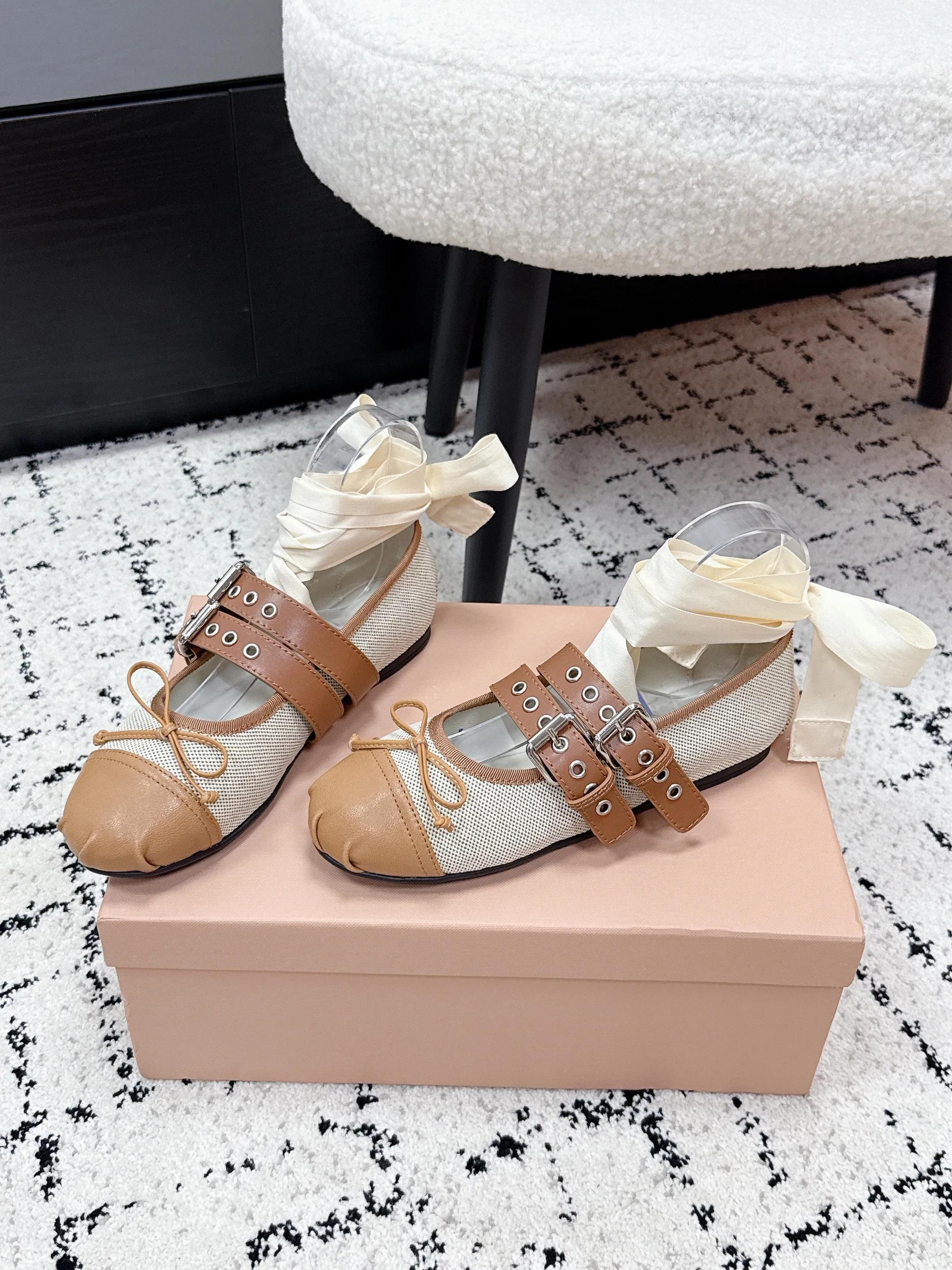 Ballerines de créateur pour femmes en cuir d'agneau, bout rond, style Mary Jane, meilleure qualité, 