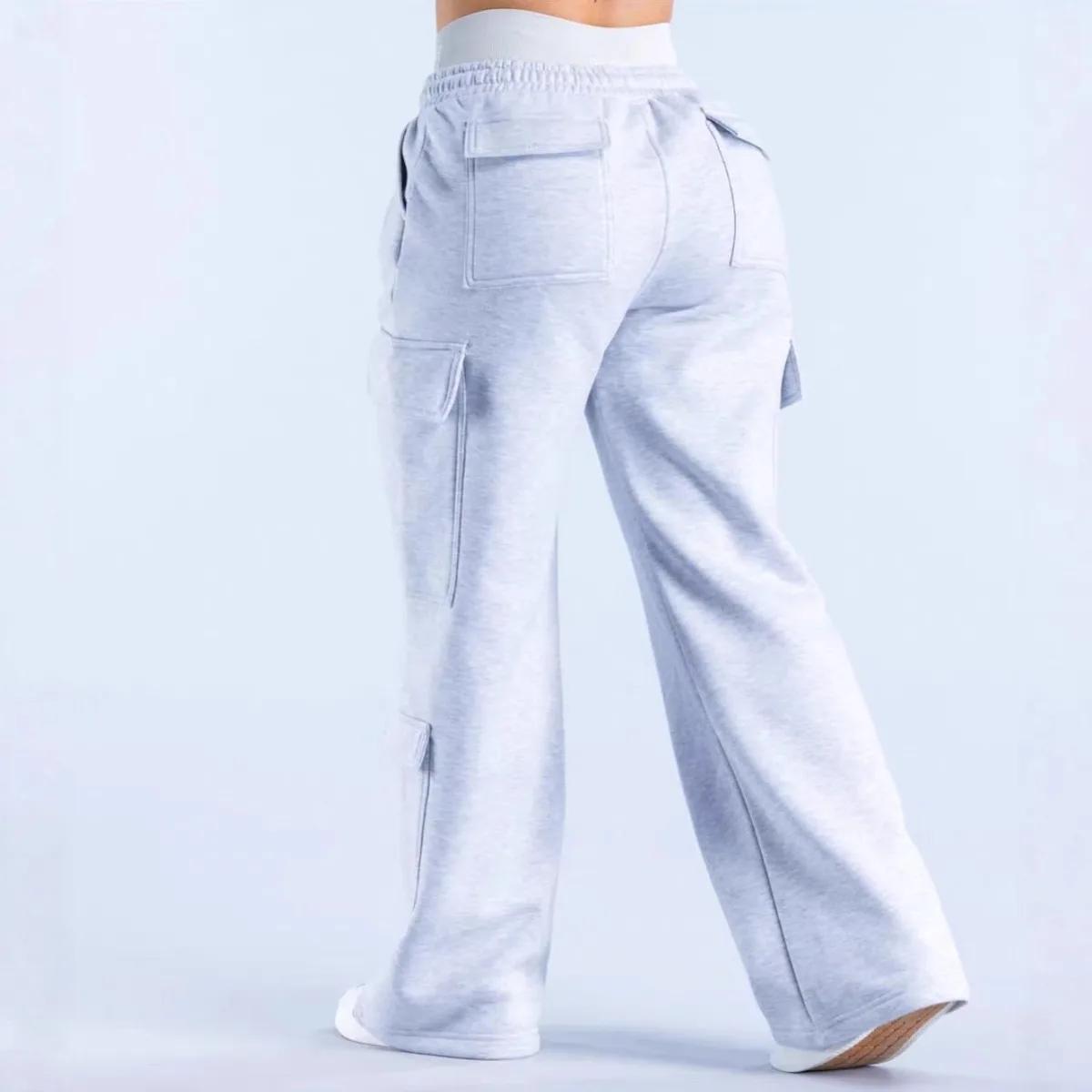Pantalon cargo large pour femme 2026, taille élastique avec grandes poches, décontracté, fitness, sp