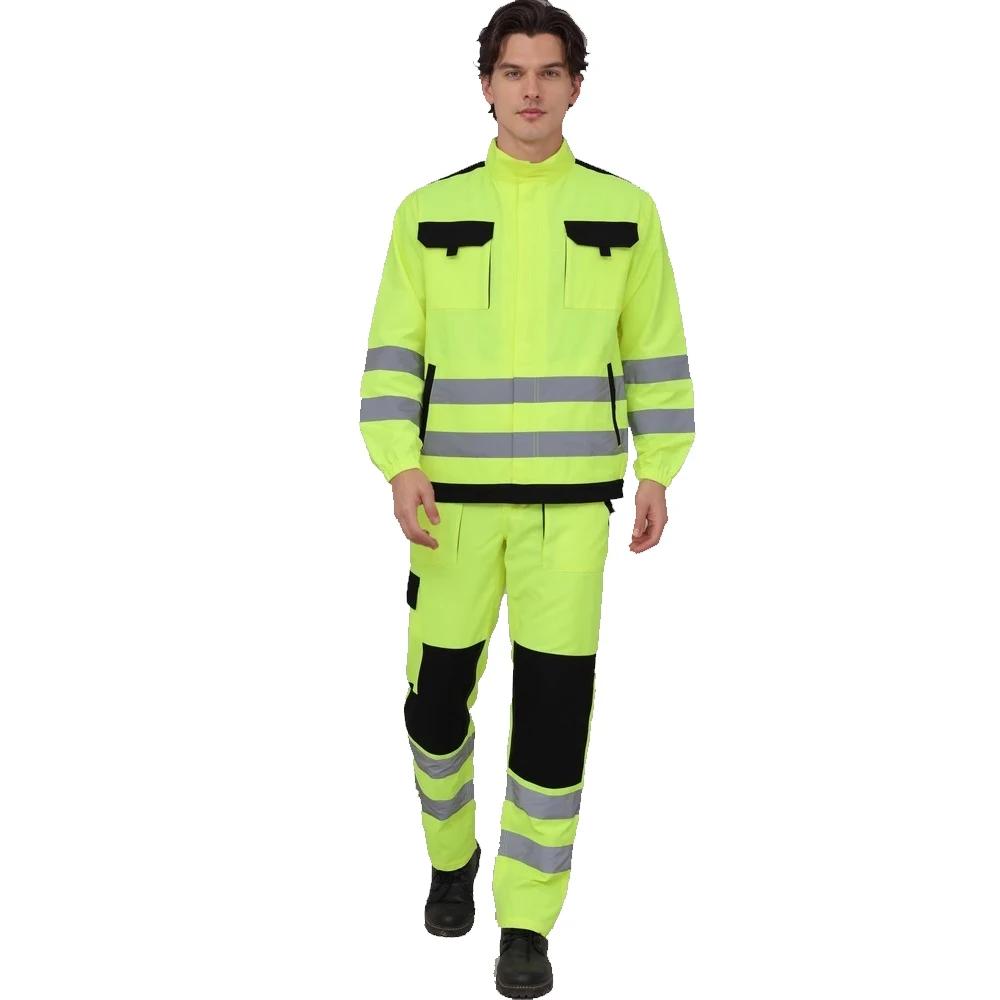 Pantalon de travail fin pour homme, jaune fluorescent, respirant, pantalon de protection pour la rép