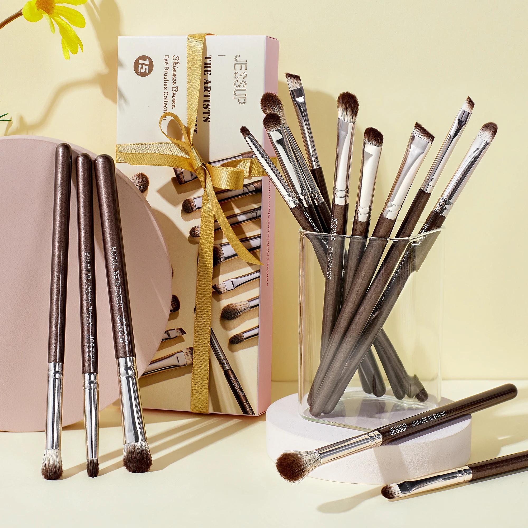 Jessup – ensemble de pinceaux de maquillage pour les yeux, professionnels, 15 pièces, pour fard à pa