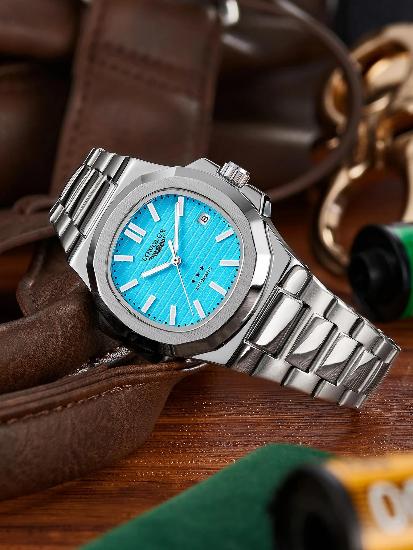 Montre automatique pour hommes, date d'affaires, mécanique, étanche, en acier inoxydable, lumineuse,