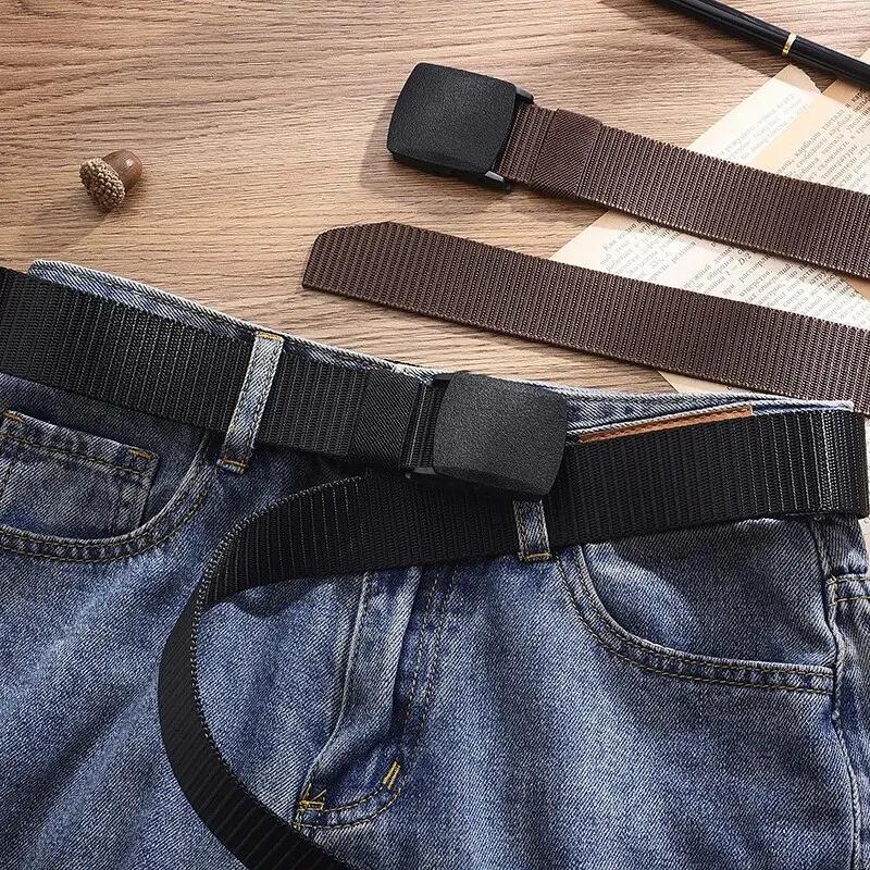 Ceinture en toile décontractée pour hommes et femmes, ceinture d'entraînement en nylon sans métal av
