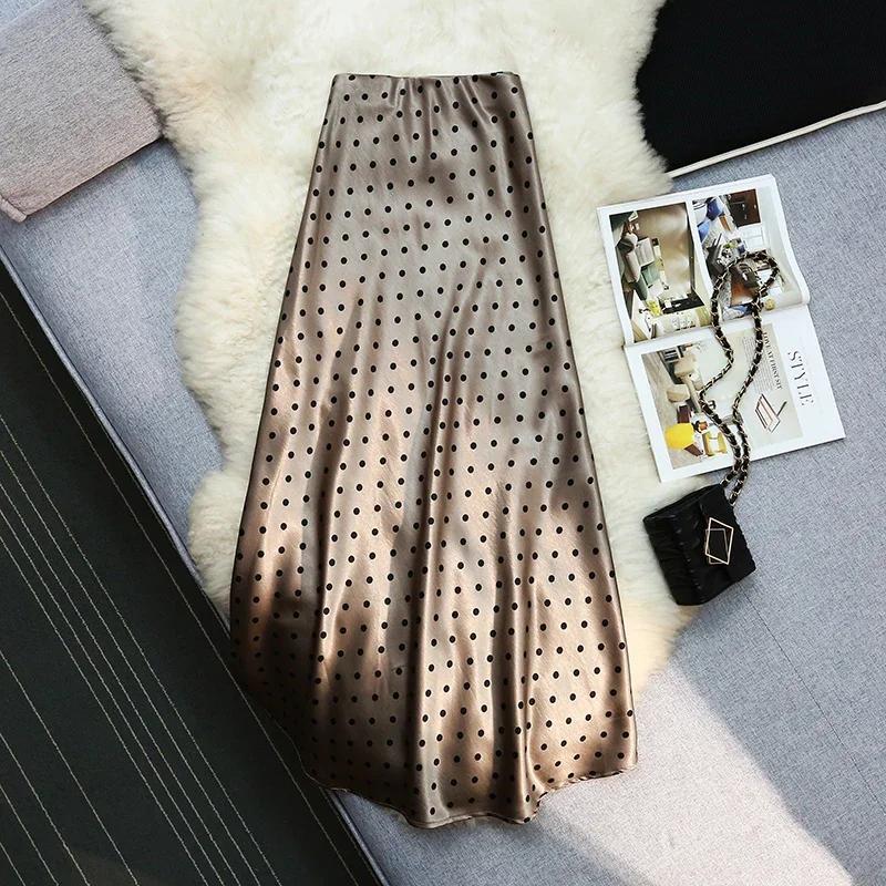 Jupes sirène en satin à pois style vintage Seoulish pour femmes, nouvelle collection printemps-été 2