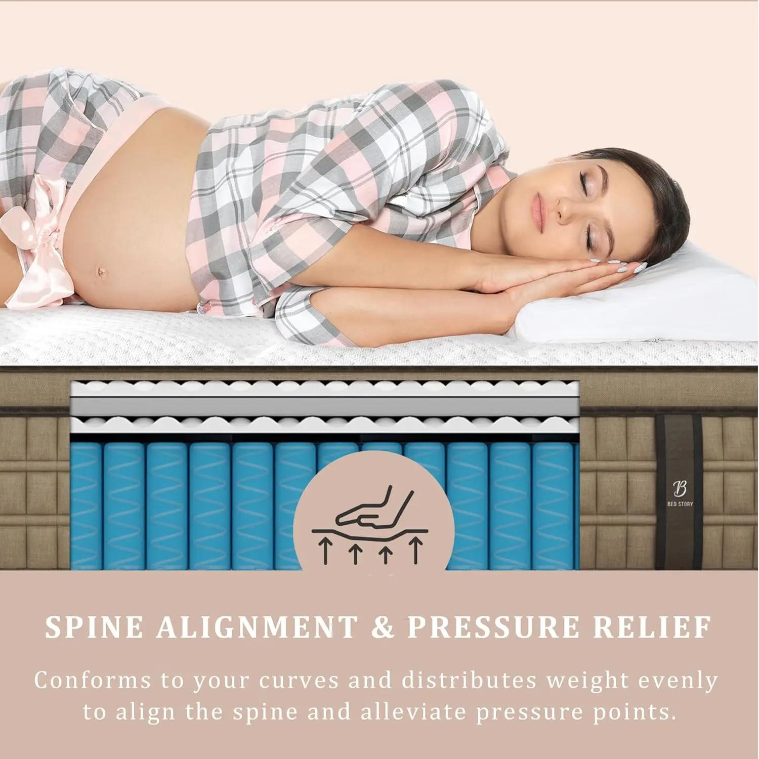 BedStory-Matelas en mousse à mémoire de forme, 12 pouces, gel hybride Full/King, taille Queen avec t