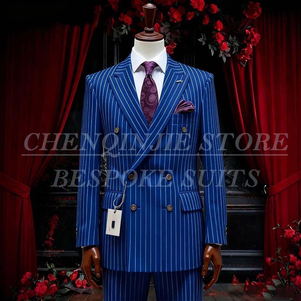 SILIWEYA – costumes d'affaires à Double boutonnage pour hommes, élégant, revers, coupe cintrée, vête