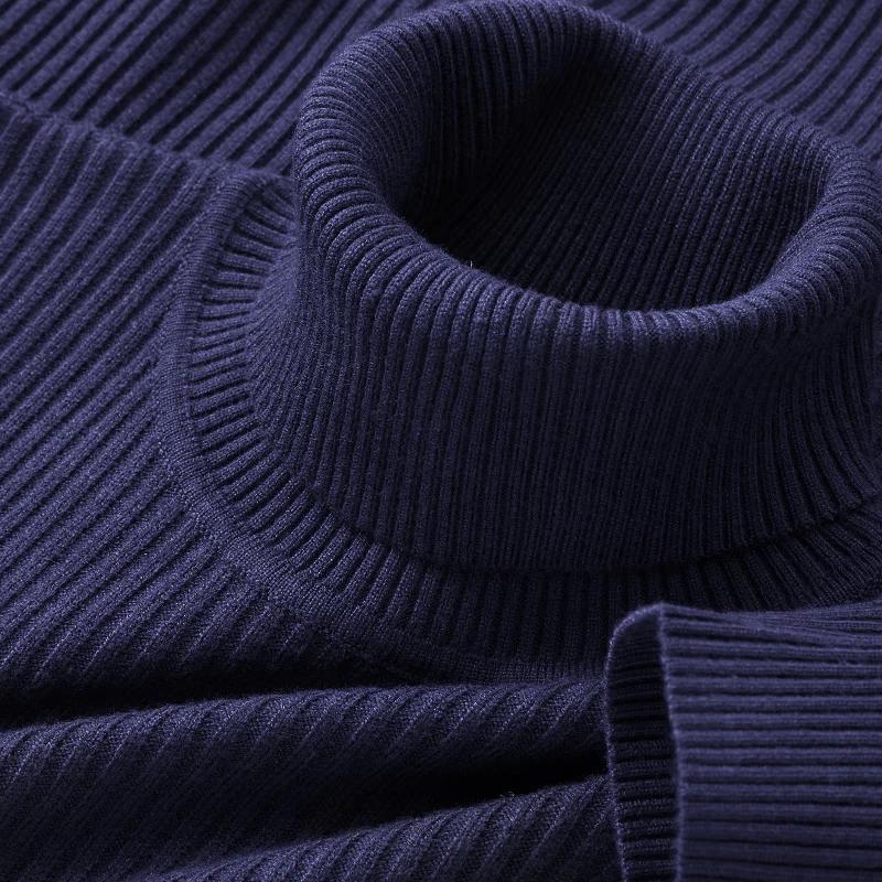 Pull à manches longues et col roulé pour homme, tricoté à rayures, lourd, pour l'extérieur, couleur 