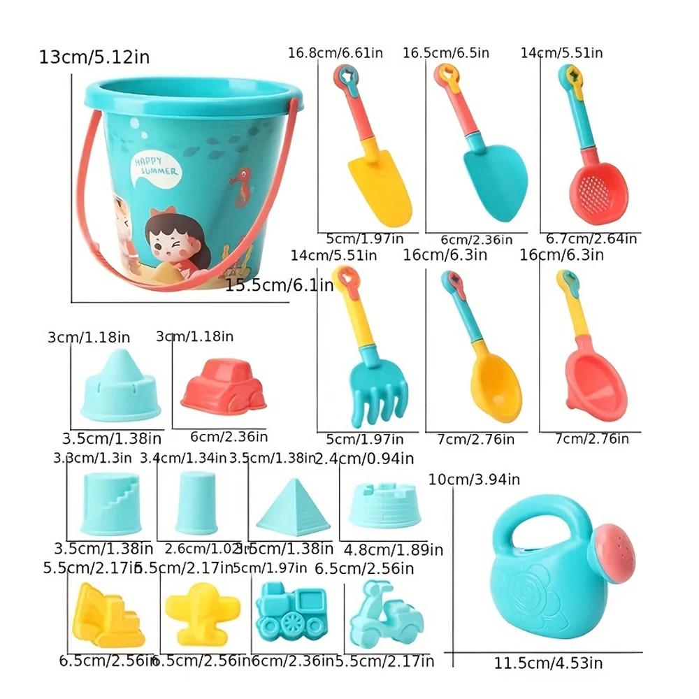 Ensemble de jouets de sable de plage 18 pièces, plastique Durable, ensemble de jeu de plage de pisci