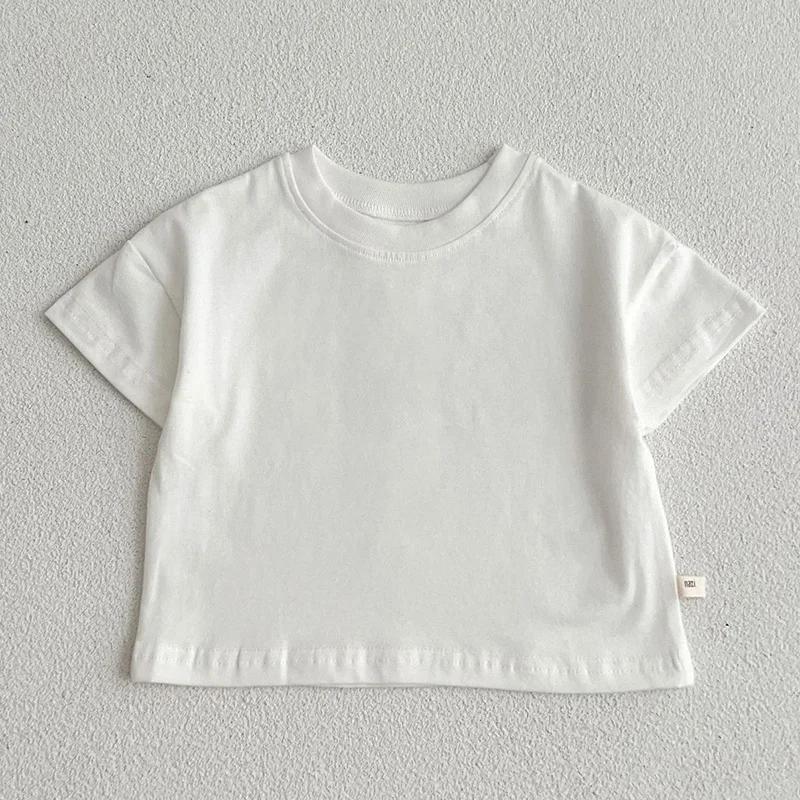 Été bébé garçons filles T-shirt enfant en bas âge dessus de couleur unie vêtements Style coréen infa