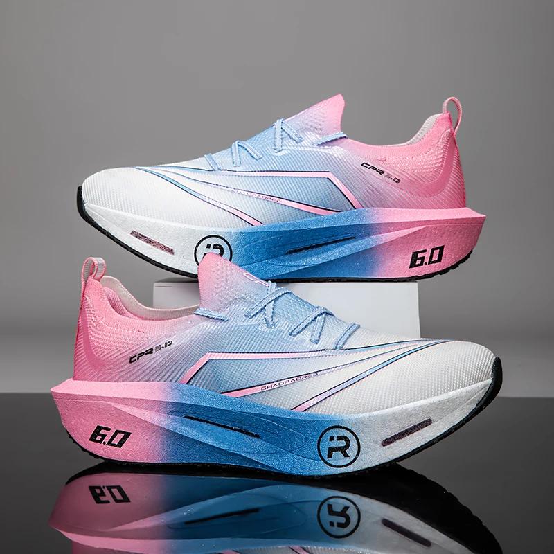 Chaussures de course avec plaque en carbone, spéciales marathon, pour hommes et femmes, respirantes,