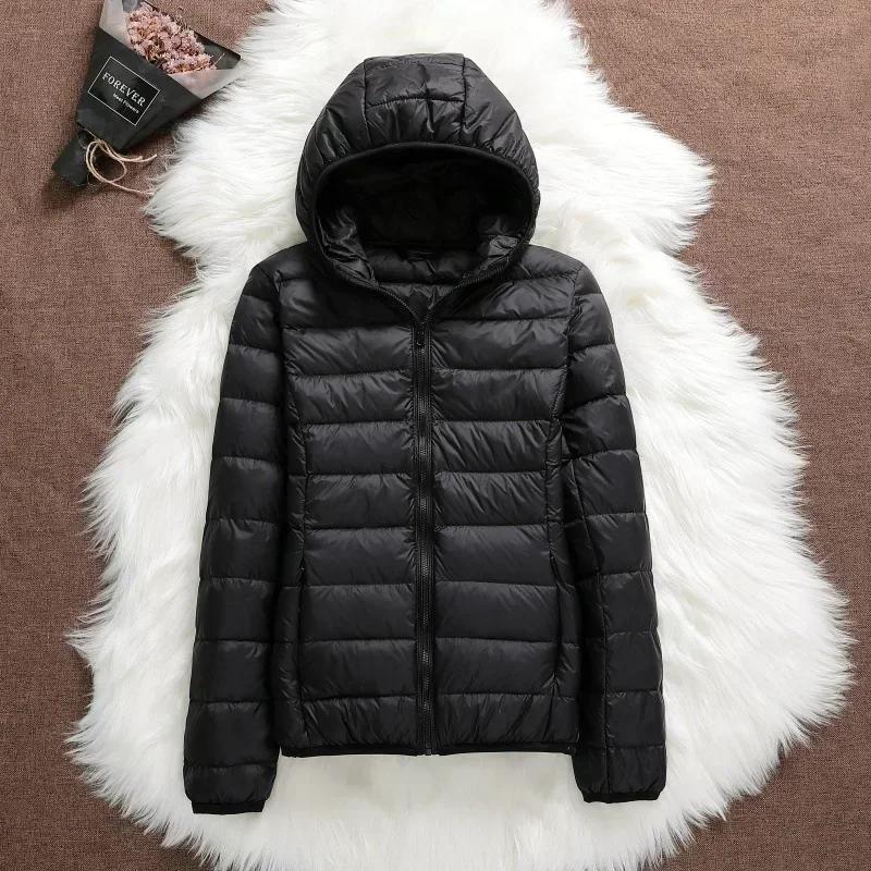 Veste bouffante légère à capuche pour femme, manteaux courts chauds en duvet de canard blanc, grande