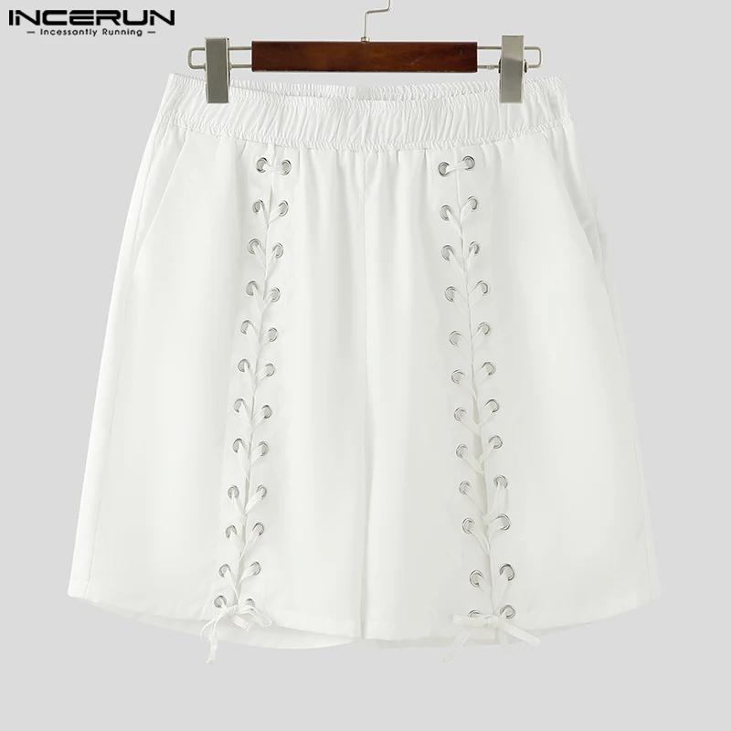 INCERUN-Short de Style Américain pour Homme, Design en Maille, Couleur Unie, Décontracté, Marche en 