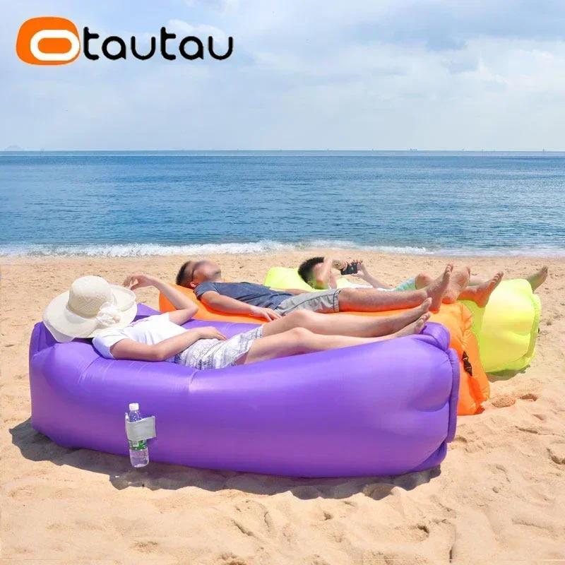 OTAUTAU Ultra léger oreiller Style paresseux canapé gonflable Portable pliable sac de couchage lit S