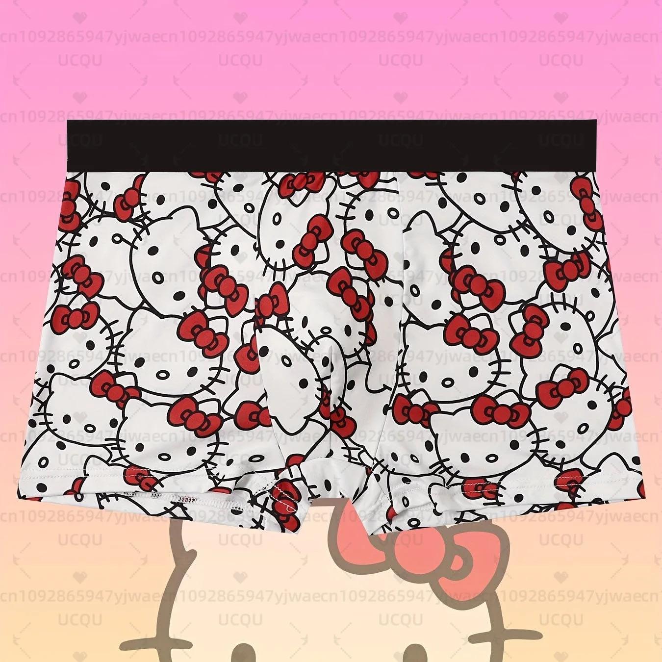 6 pièces de caleçons de sport pour hommes avec imprimé Hello Kitty, sous-vêtements respirants à séch