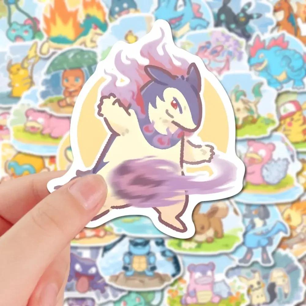 63 pièces Pokemon Anime autocollants Pikachu ordinateur portable planche à roulettes valise Kawaii a