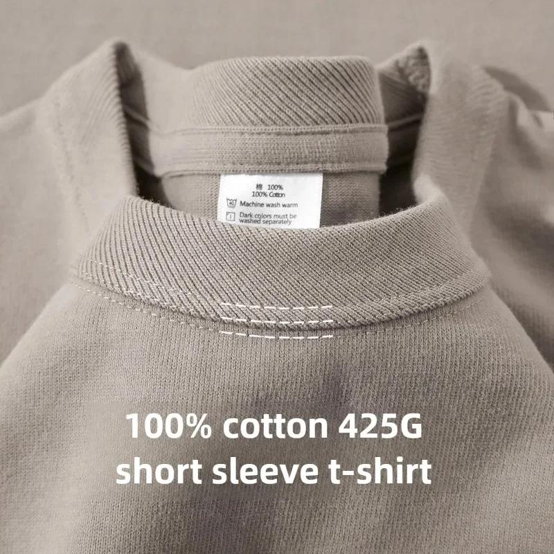 Heavy Wight 425 grammes hommes T-Shirt coton demi manches Brathable haute qualité col rond hauts bas