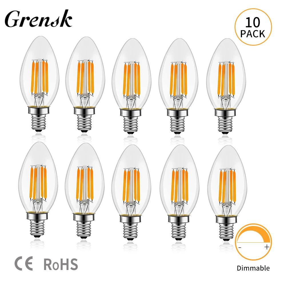 Ampoule Led à bougie C35 E14, Base de candélabre 4W 6W, ampoule Edison à intensité variable 2700K, b