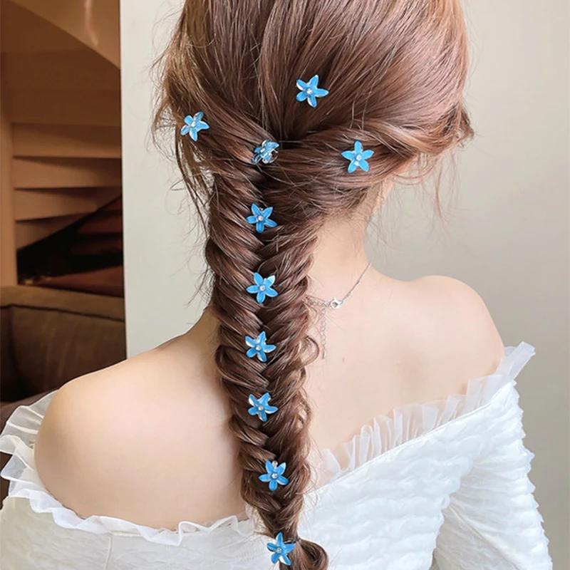 Pince à cheveux tressée, 10 pièces/ensemble, petits boutons de fleurs, épingle à cheveux pour fille,