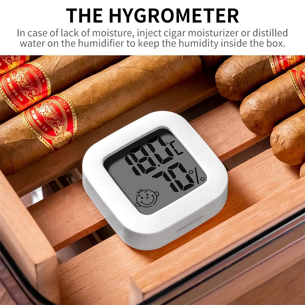 Compagnon de cigares, étagère en bois de cèdre, humidificateur de cigares transparent avec hygromètr