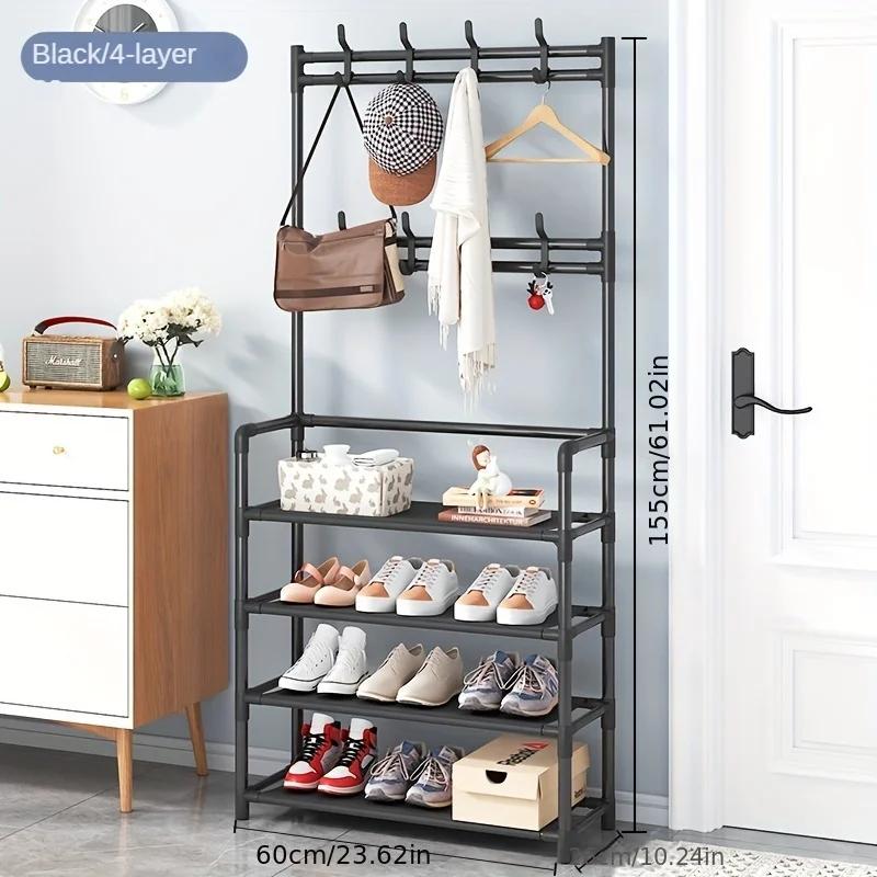 Porte-manteau et chaussures en métal à 4/5 niveaux avec 8 crochets, pour salon, chambre à coucher, b
