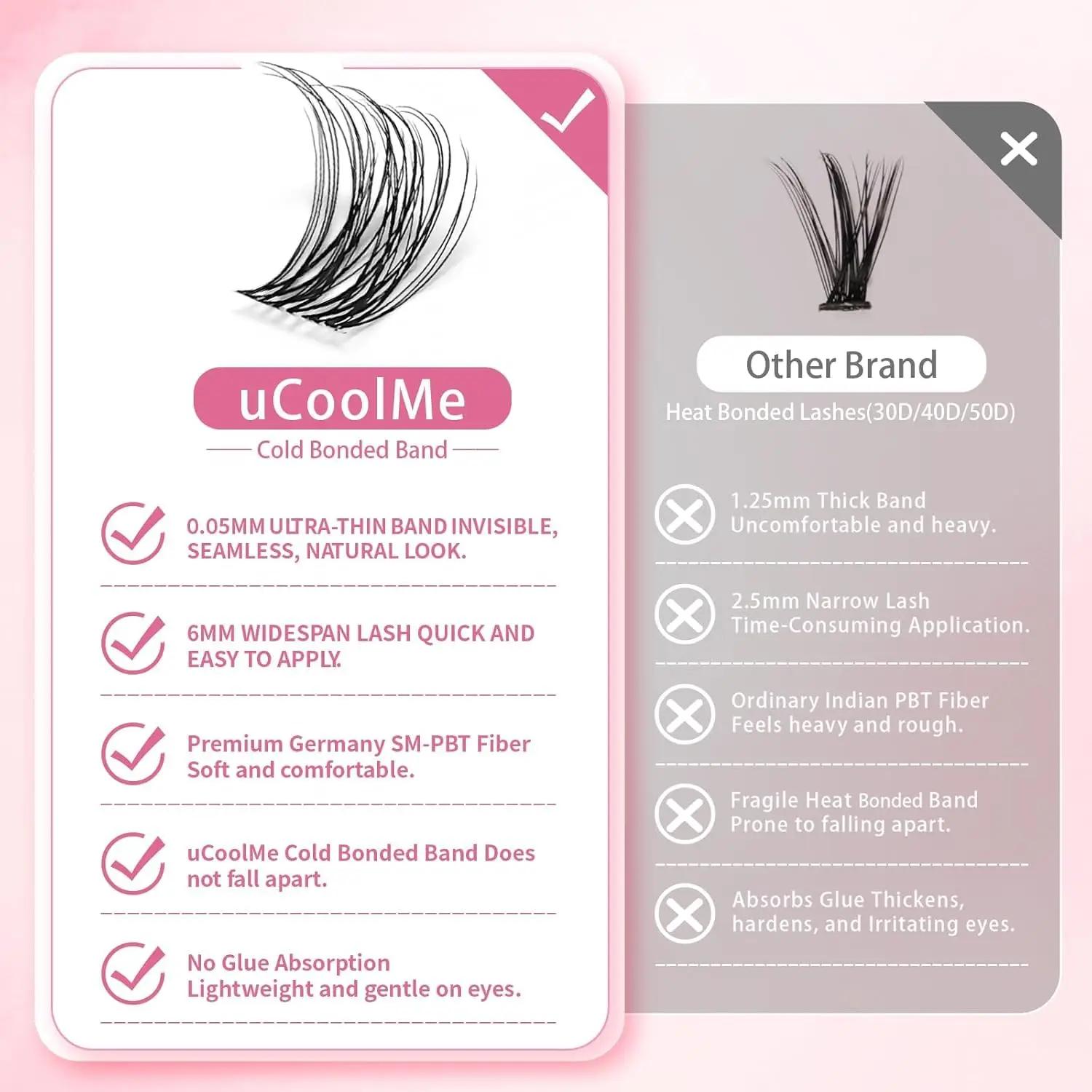 UCoolMe cils Venus 132 pièces Kit de grappes à portée plus large avec dissolvant de liaison et de jo