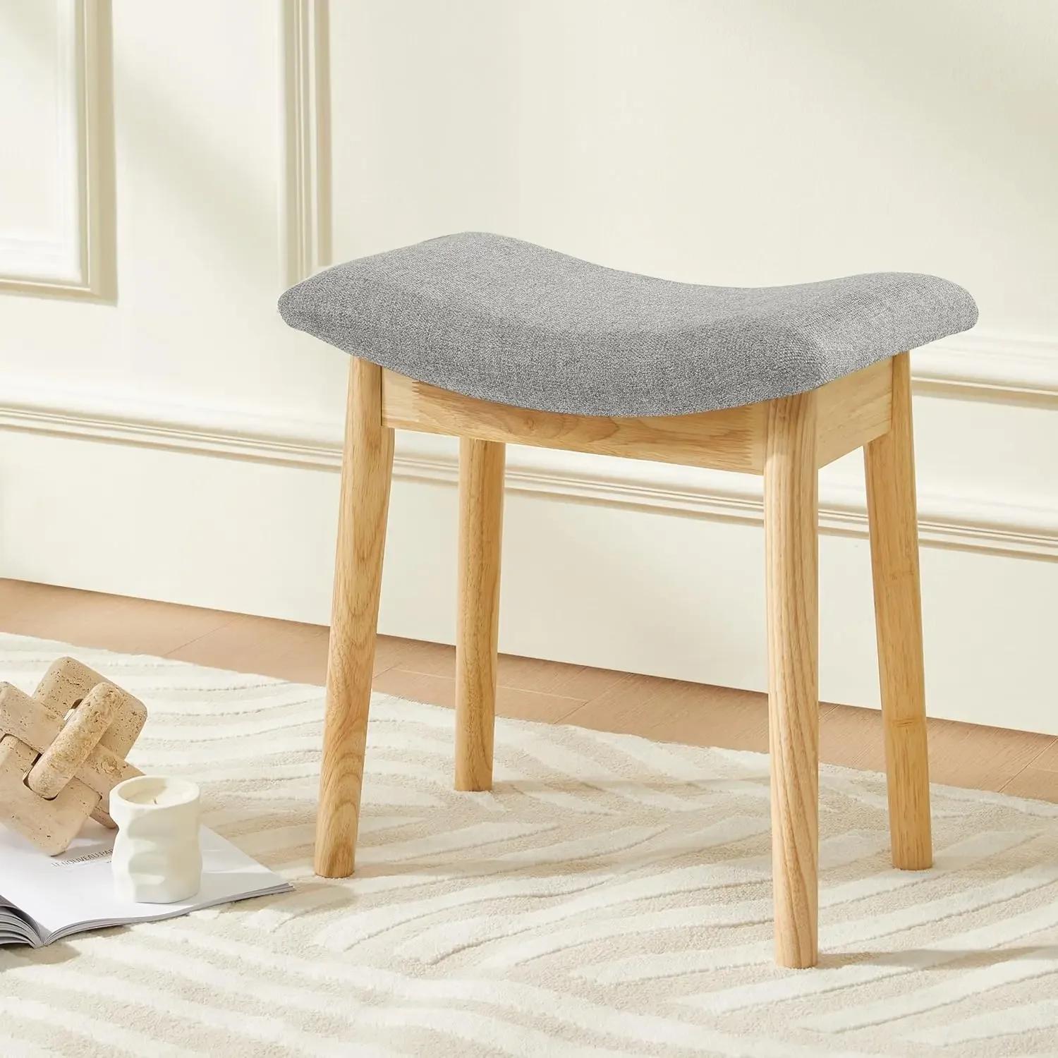 Tabouret de vanité, coussin de selle, tabouret ottoman avec pieds en bois massif, banc de piano mode