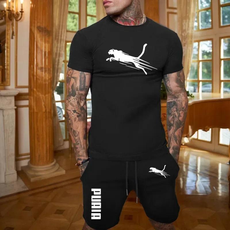 Ensemble décontracté tendance été 2026 pour homme : T-shirt respirant et short de sport deux pièces