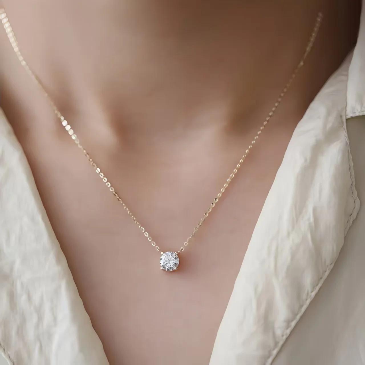 Collier en argent Sterling 925 plaqué or 18 carats, chaîne de clavicule polyvalente en Zircon brilla