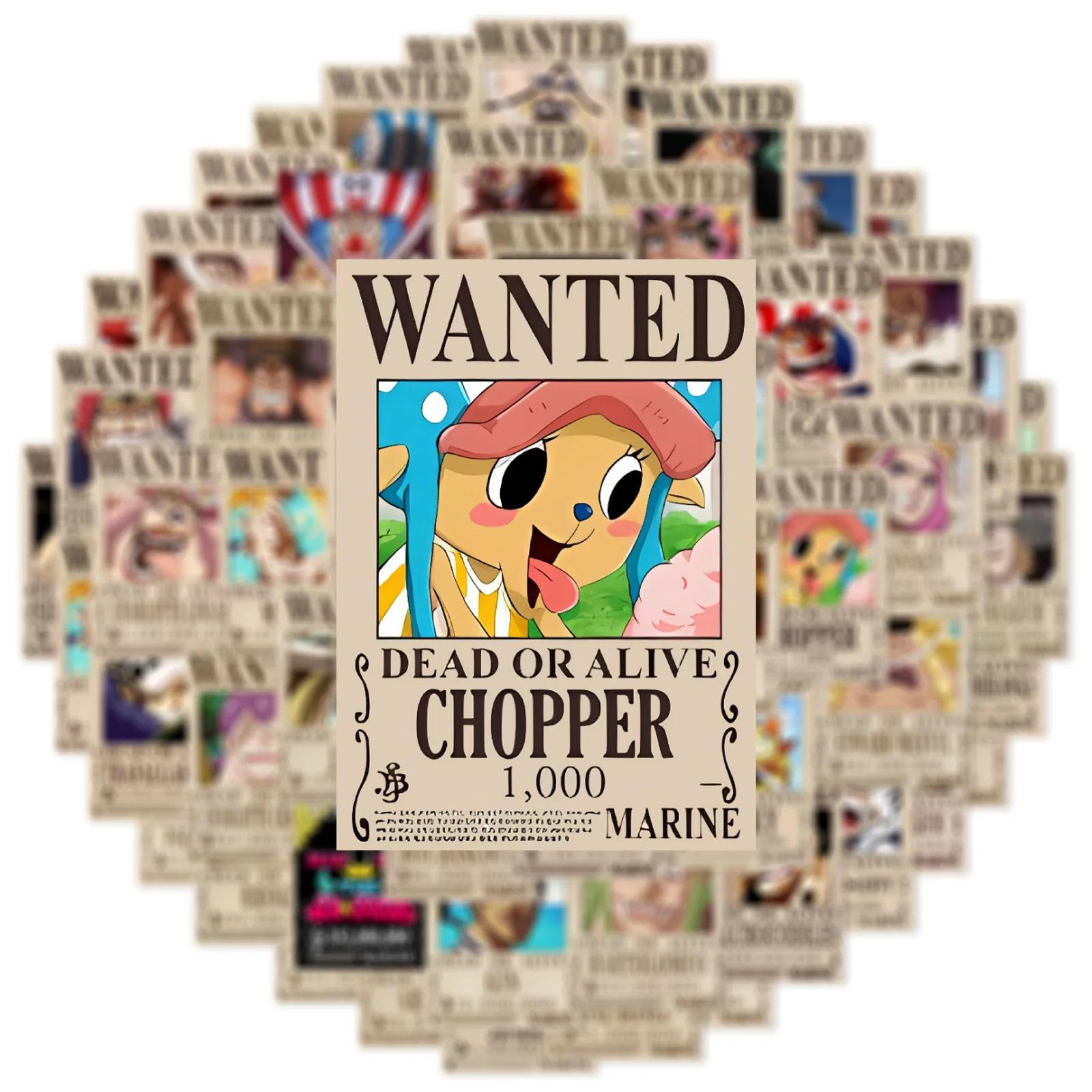 50 pièces Anime une pièce recherché affiches autocollants Cool Graffiti décalcomanies bricolage télé