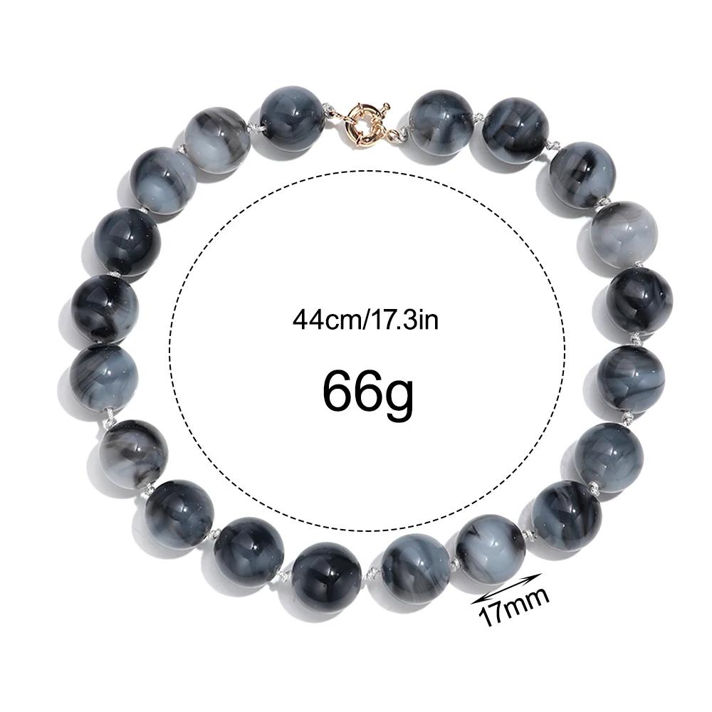 Collier ras du cou multicolore pour femmes, grandes perles rondes, tendance, acrylique, perles géomé