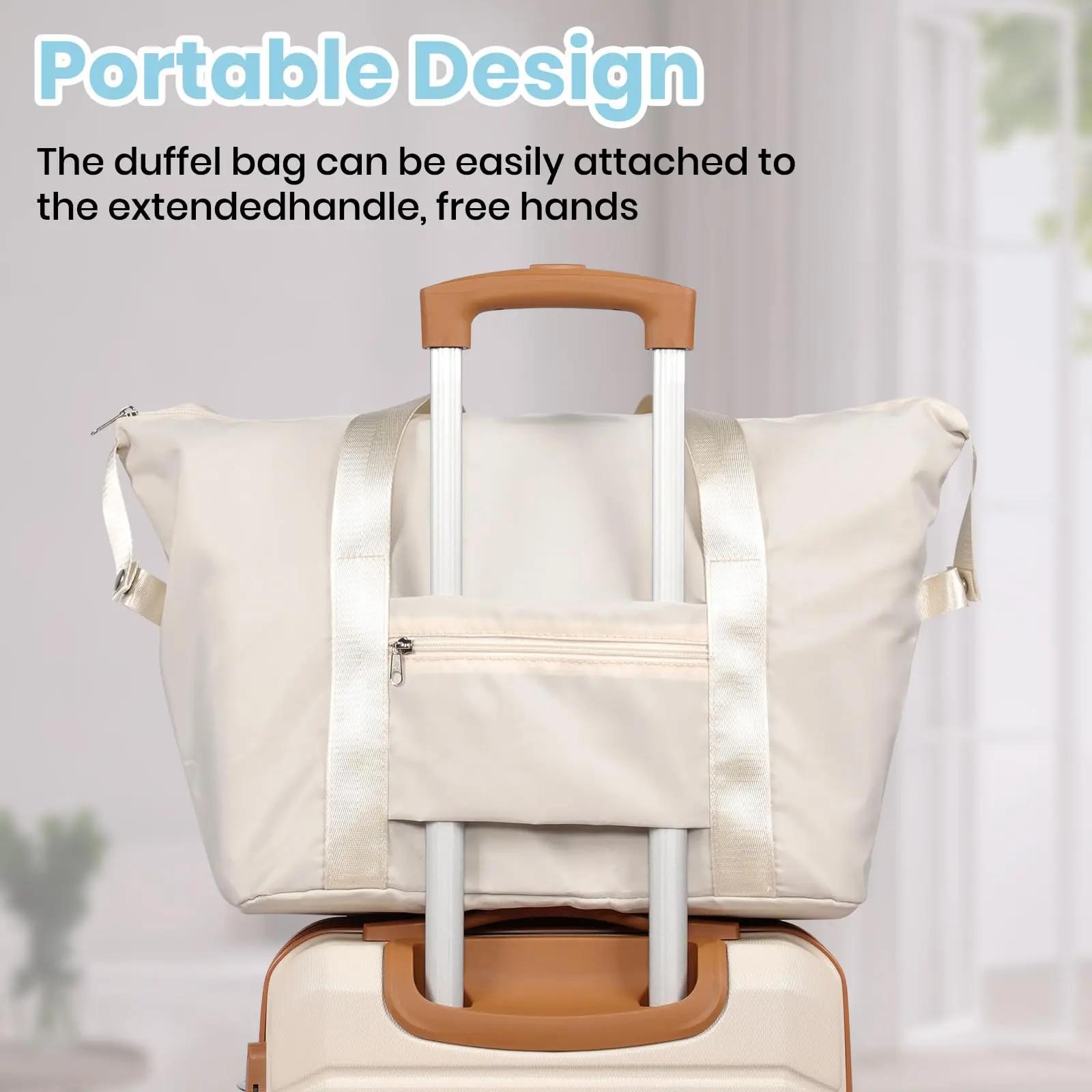 Ensembles de bagages de 5 pièces, ensemble de valises de voyage à roulettes légères coque rigide ABS