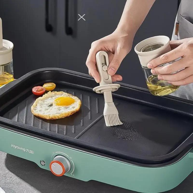Bouteille distributrice d'huile sans BPA, ensemble de brosses en silicone pour la cuisson, le barbec
