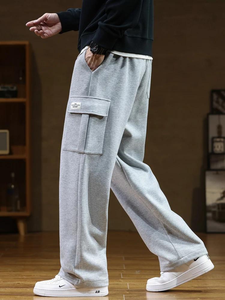 Printemps automne multi-poches pantalons de survêtement hommes cordon taille vêtements de sport pant