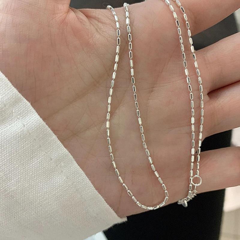 Collier en argent Sterling 925 avec perles géométriques simples, ras du cou, chaîne de clavicule bri