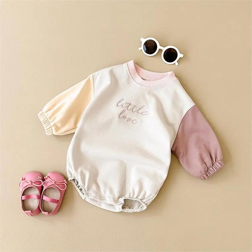 Vêtements d'automne pour bébés filles et garçons, combinaison avec lettres brodées, manches longues,