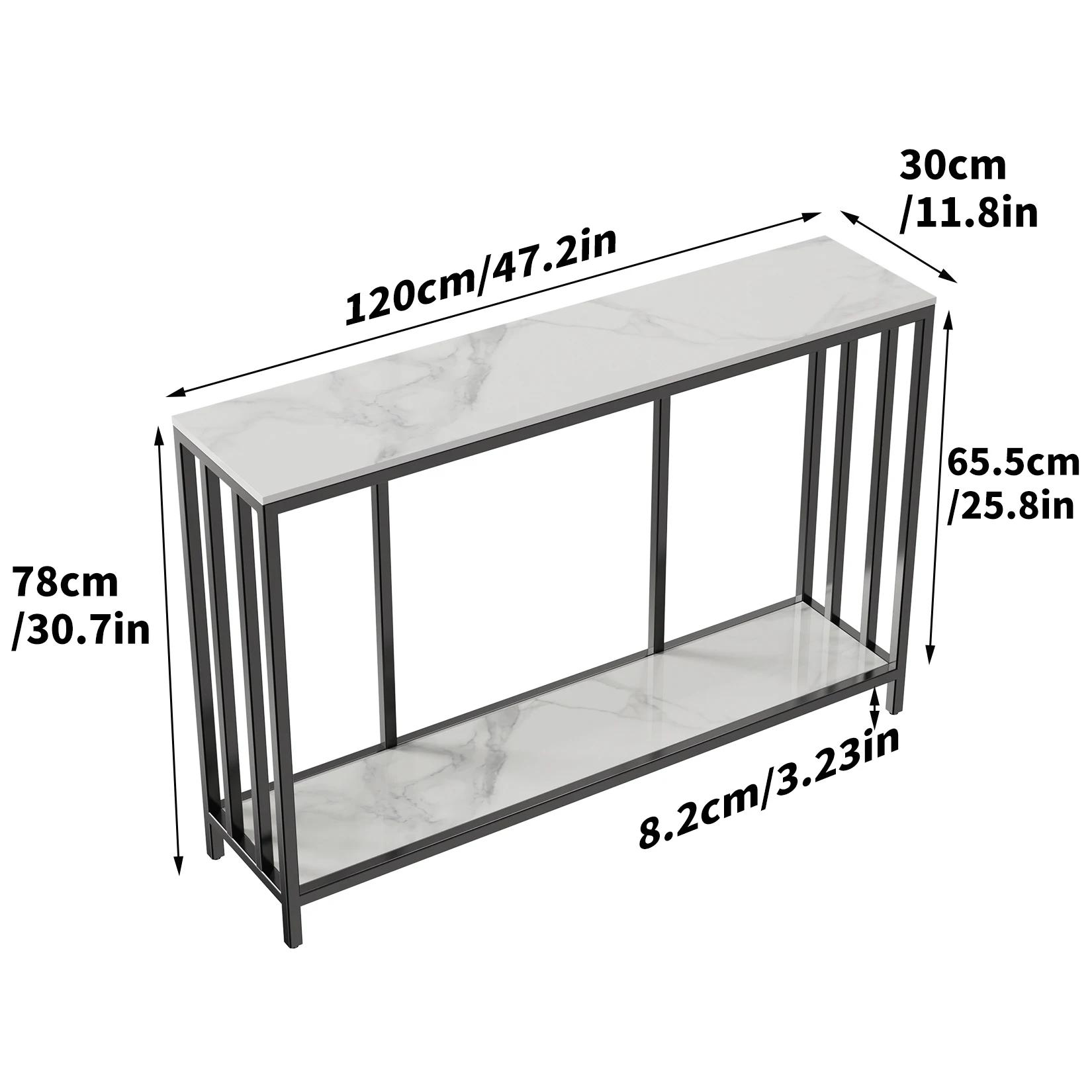 Table Console Moderne de 47.2 Pouces de Long, Table d'Entrée en Pierre Frittée, Table Étroite, Canap
