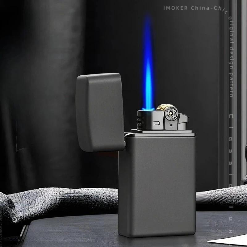 Briquet gonflable en métal et acier, son Dragon, feu Oblique, poulie latérale, allumage, tuyau de ga