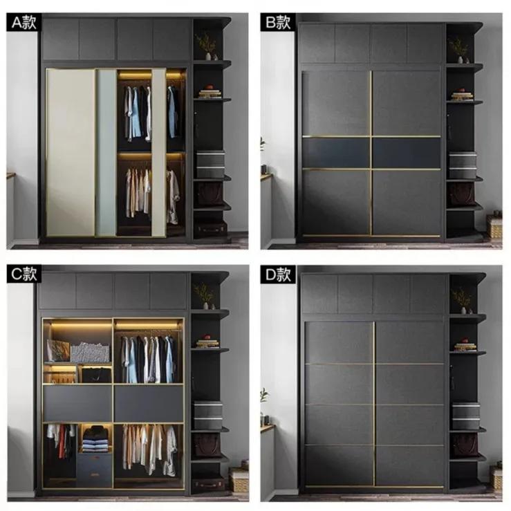 Armoire nordique légère de luxe, porte coulissante, porte en verre, chambre à coucher, porte couliss