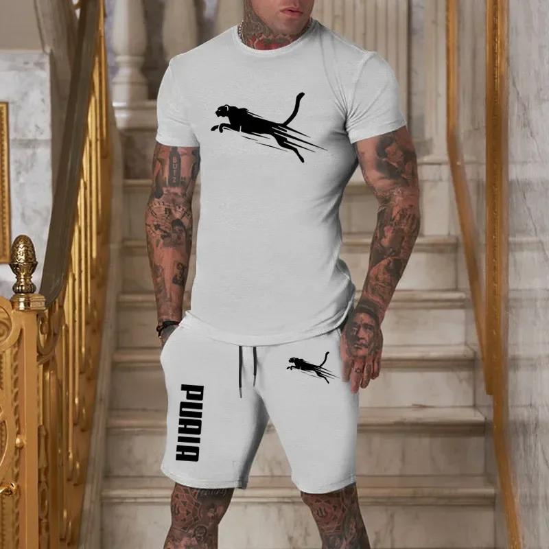 Ensemble décontracté tendance été 2026 pour homme : T-shirt respirant et short de sport deux pièces