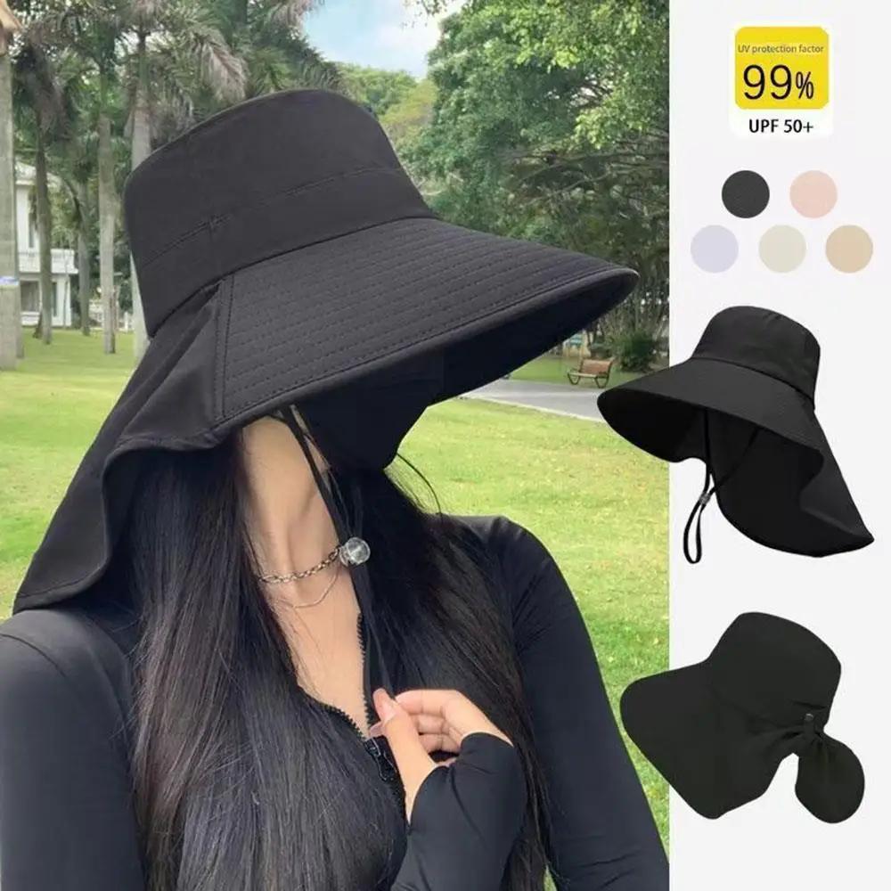 Châle crème solaire casquette queue de cheval voyage pêcheur chapeau large bord chapeau de soleil av