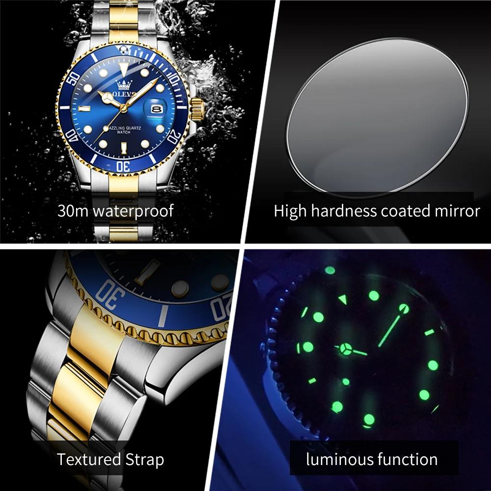 OLEVS 5885 homme montre marque originale étanche montre à Quartz bracelet en acier inoxydable automa