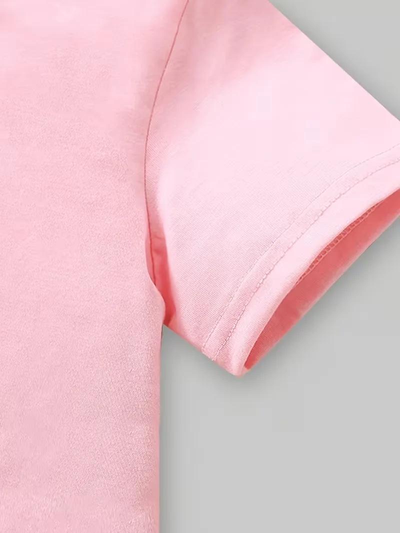 Tenue noire et rose stylée pour filles de 4 à 12 ans : T-shirt à manches courtes et pantalon évasé !