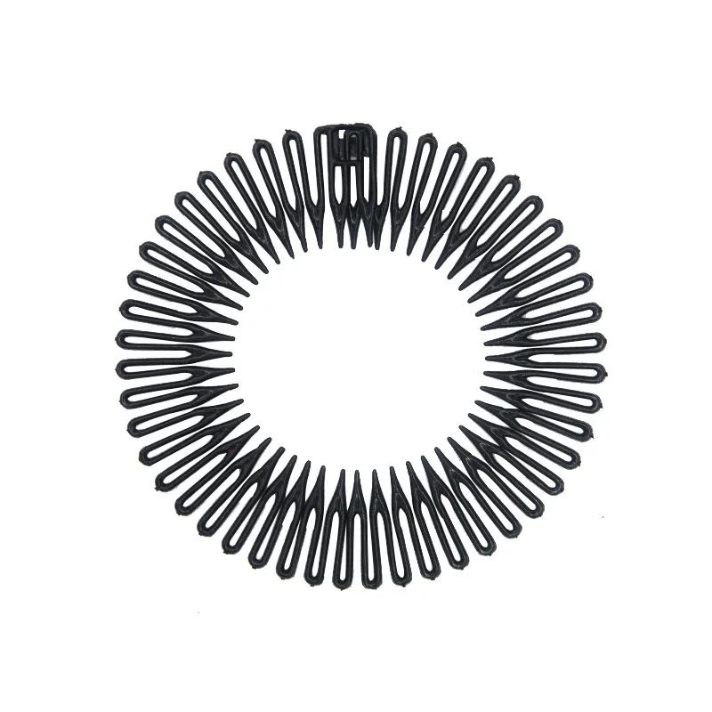Femmes en plastique cercle complet extensible diamant Flexible peigne dents bandeau bandeau cheveux 