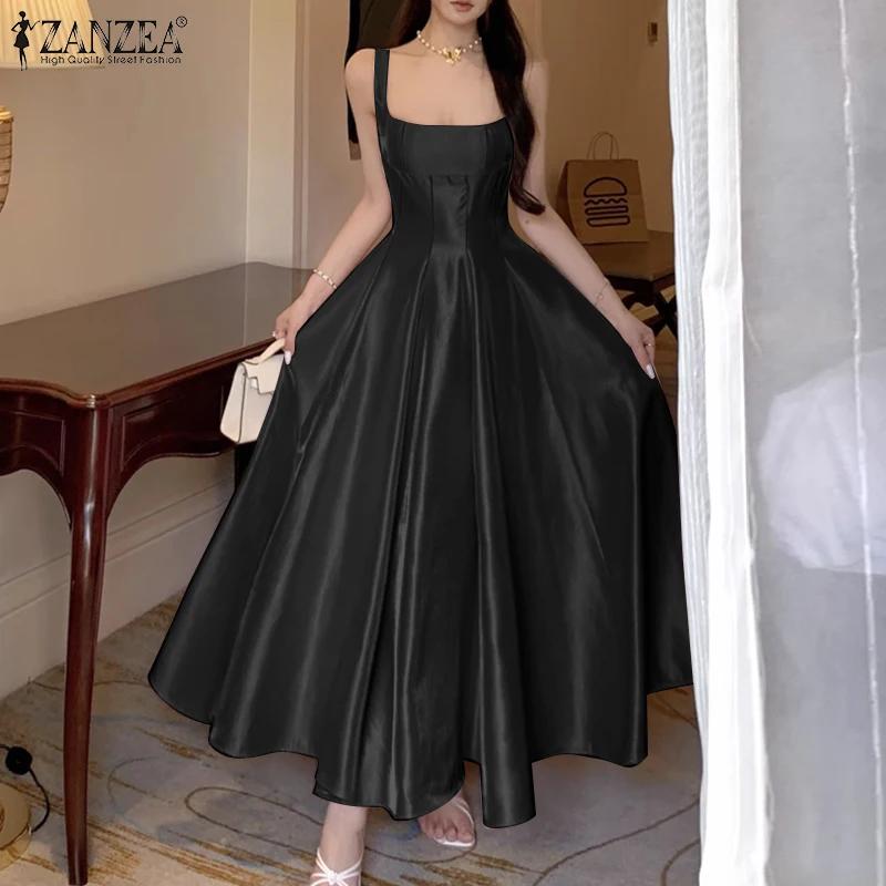 ZANZEA – robe longue élégante en Satin blanc pour femmes, robe de soirée Cocktail pour invitées de m
