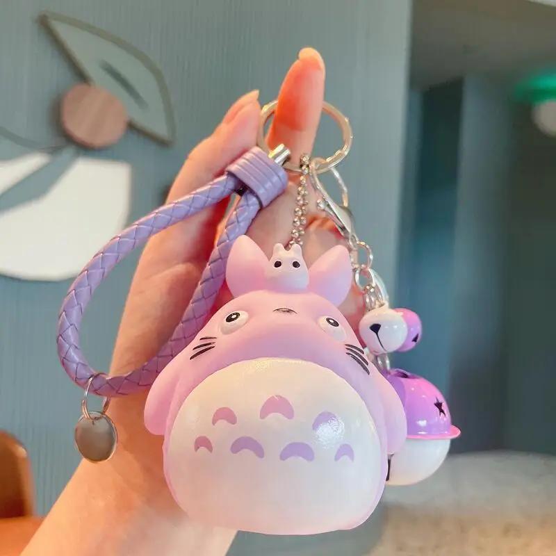 Totoro porte-clés dessin animé chat mignon Totoro poupée Figure bracelet en cuir porte-clés sac voit