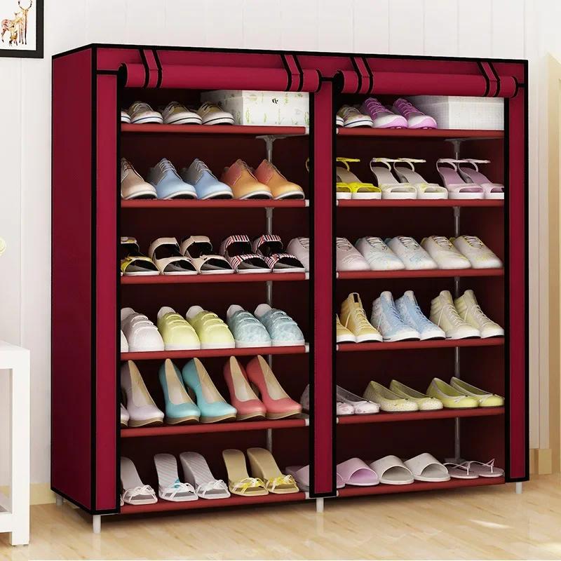 Armoire à chaussures Portable en tissu Non tissé, support étagère à chaussures élégante avec couverc