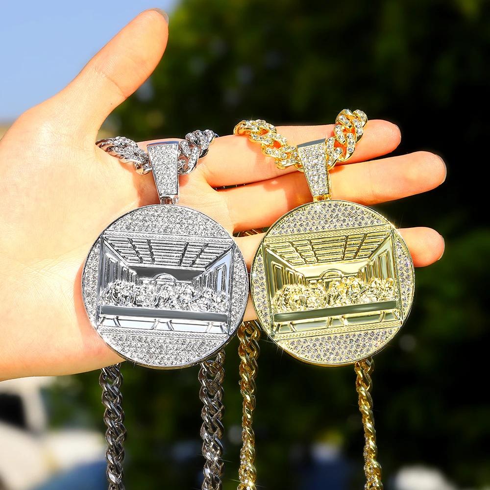 Nouveau dernier dîner pendentif chaîne cubaine collier avec 14mm chaîne glacée mode Hip Hop hommes p