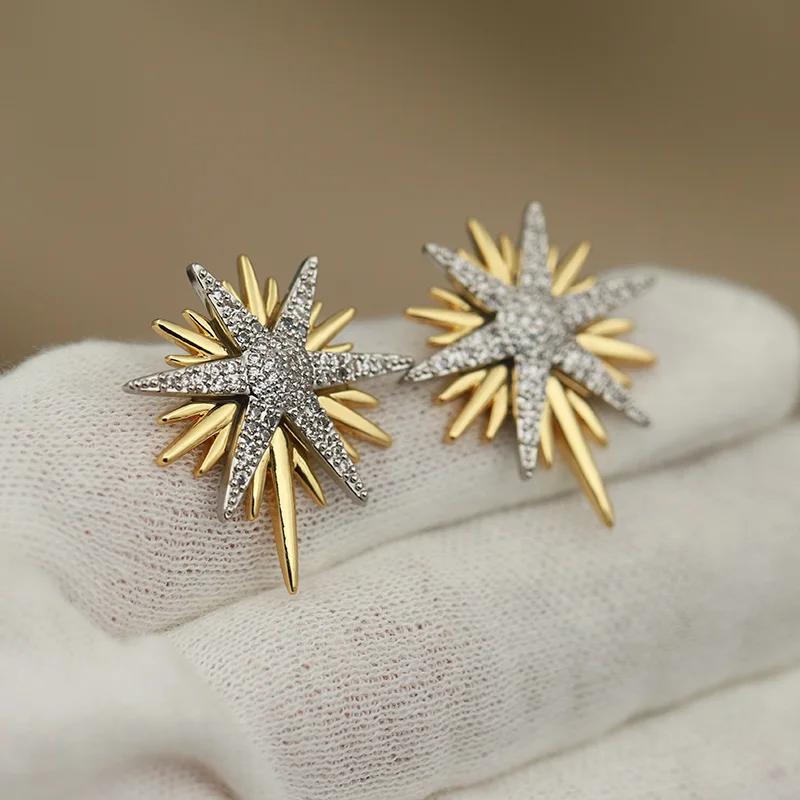 Boucles d'oreilles étoile en zircone pour femmes, nouveau Design de vue, marque de mode, fleur en cr