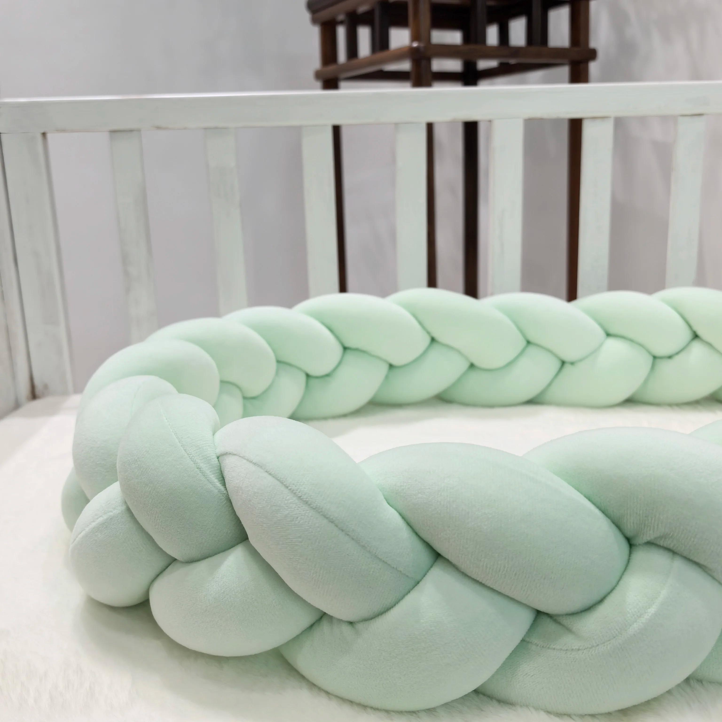 Pare-chocs lit bébé 1M à 4M avec tresse noeud - Ensemble literie décoratif pour berceau infantile