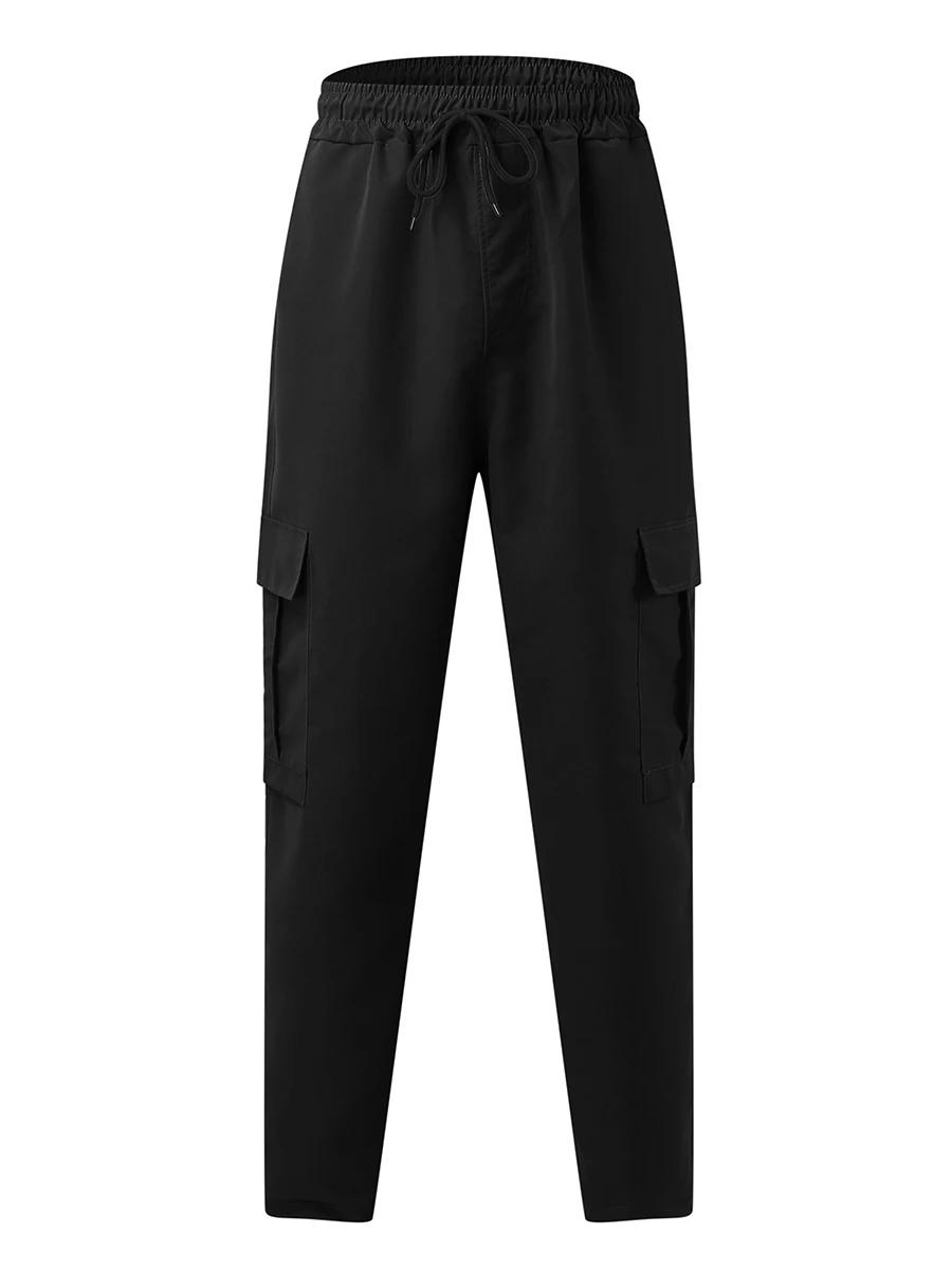 Pantalon cargo long pour homme, pantalon de travail avec poches, jambe droite, monochromatique, prox